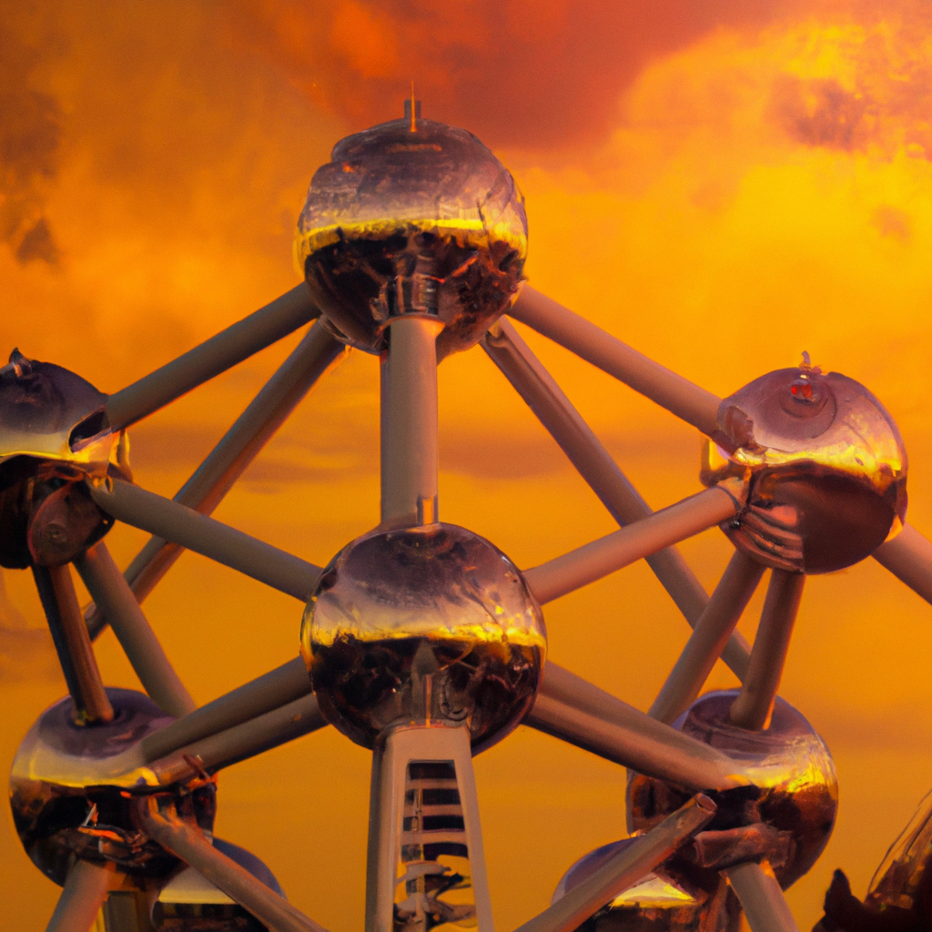 Zonsondergang over het Atomium